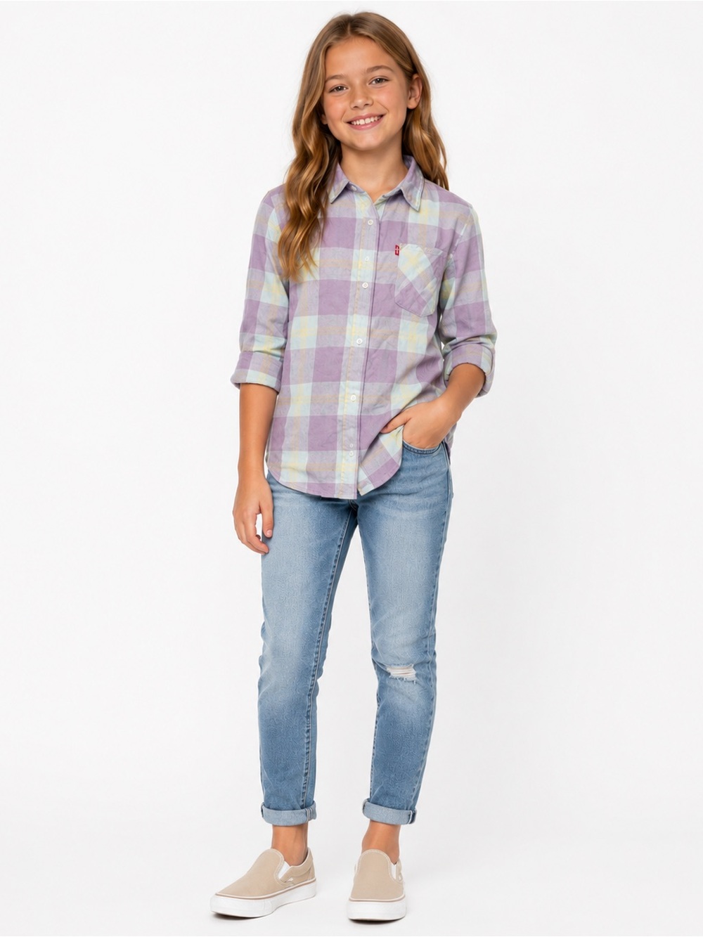 Levi's Lavender and Blue Plaid Shirt